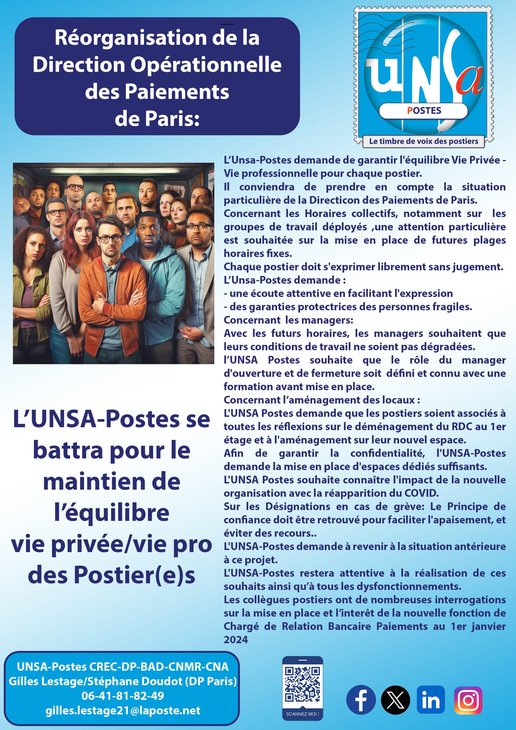 RÉORGANISATION À LA DIRECTION DES PAIEMENTS DE PARIS: