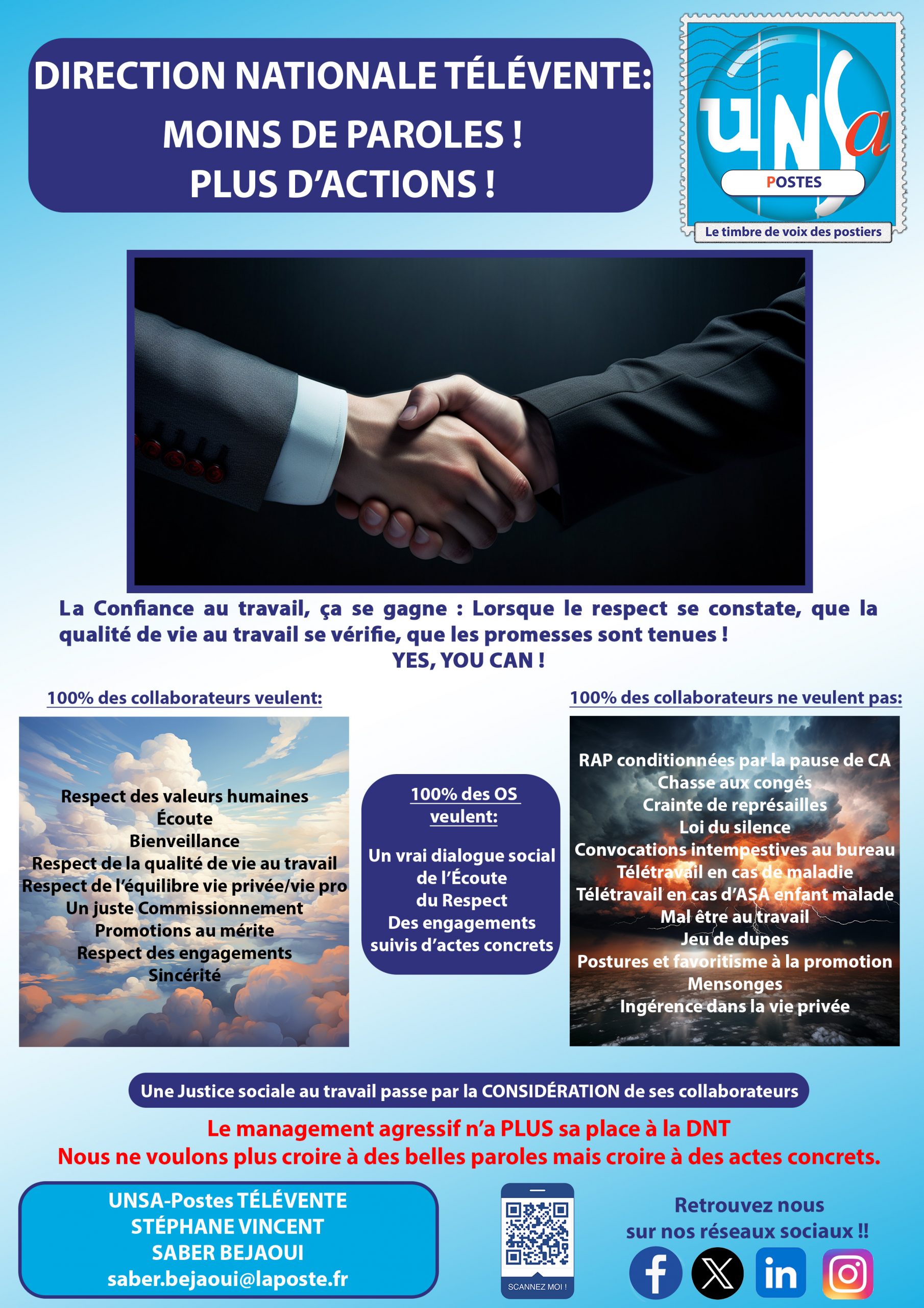 DIRECTION NATIONALE TÉLÉVENTE:               MOINS DE PAROLES ! PLUS D’ACTIONS !