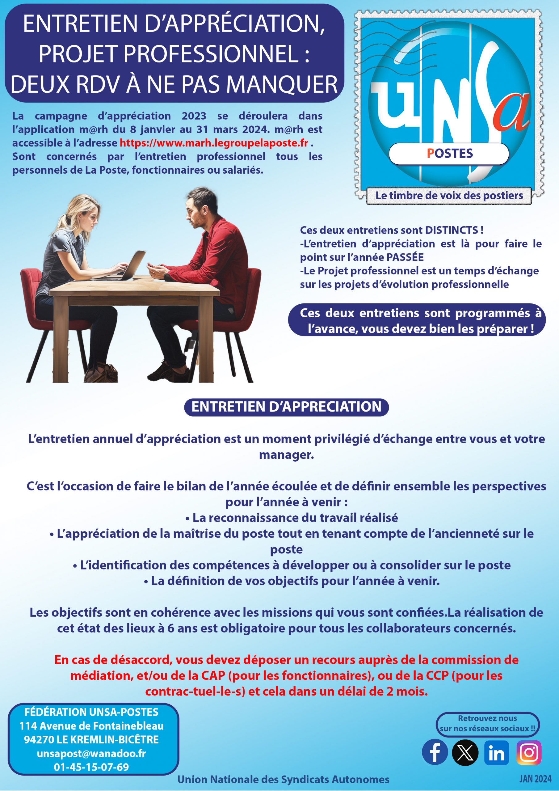 ENTRETIEN D’APPRÉCIATION, PROJET PROFESSIONNEL 2024: DEUX RDV À NE PAS MANQUER !