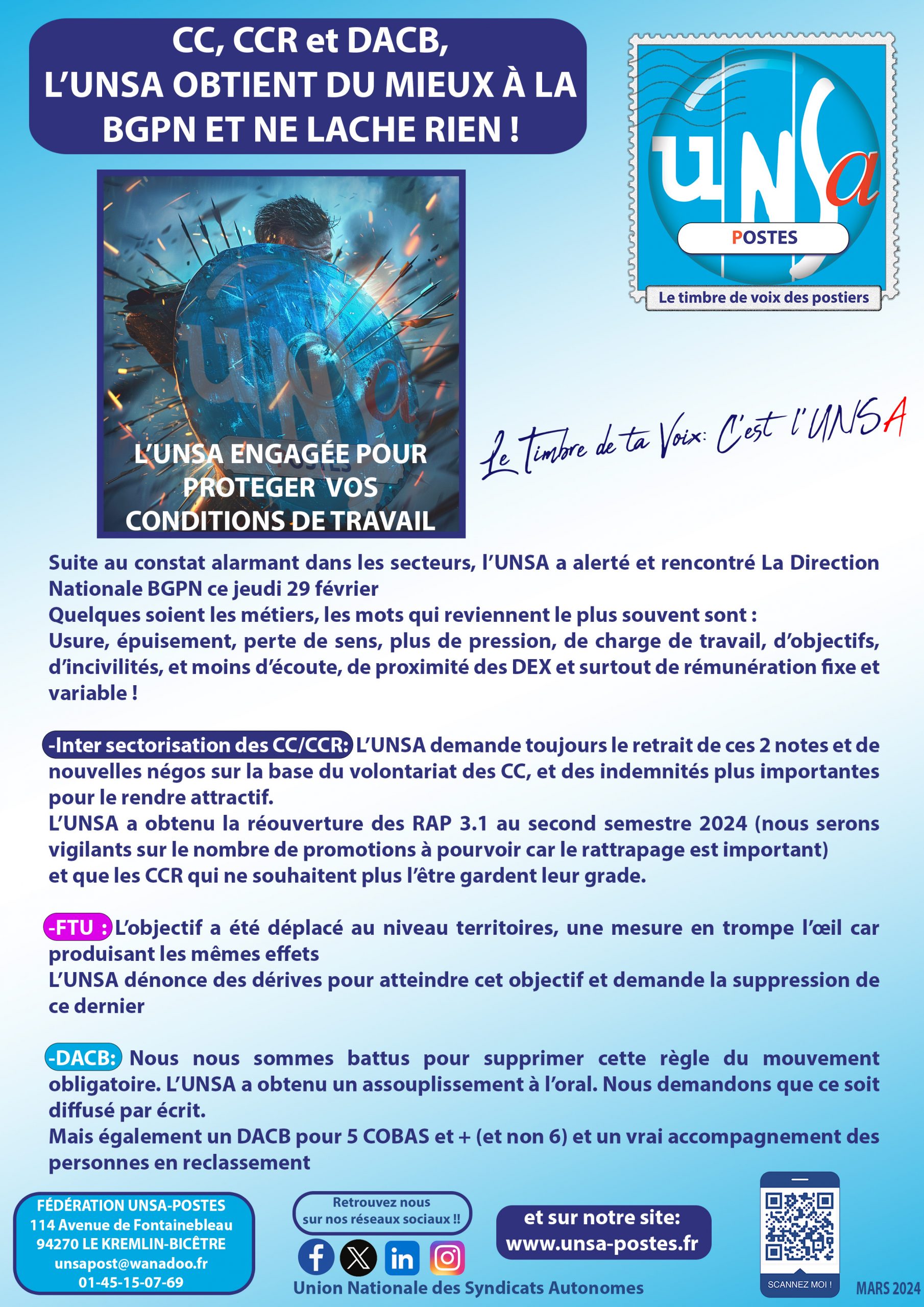 CC, CCR et DACB, L’UNSA OBTIENT DU MIEUX ET NE LACHE RIEN !