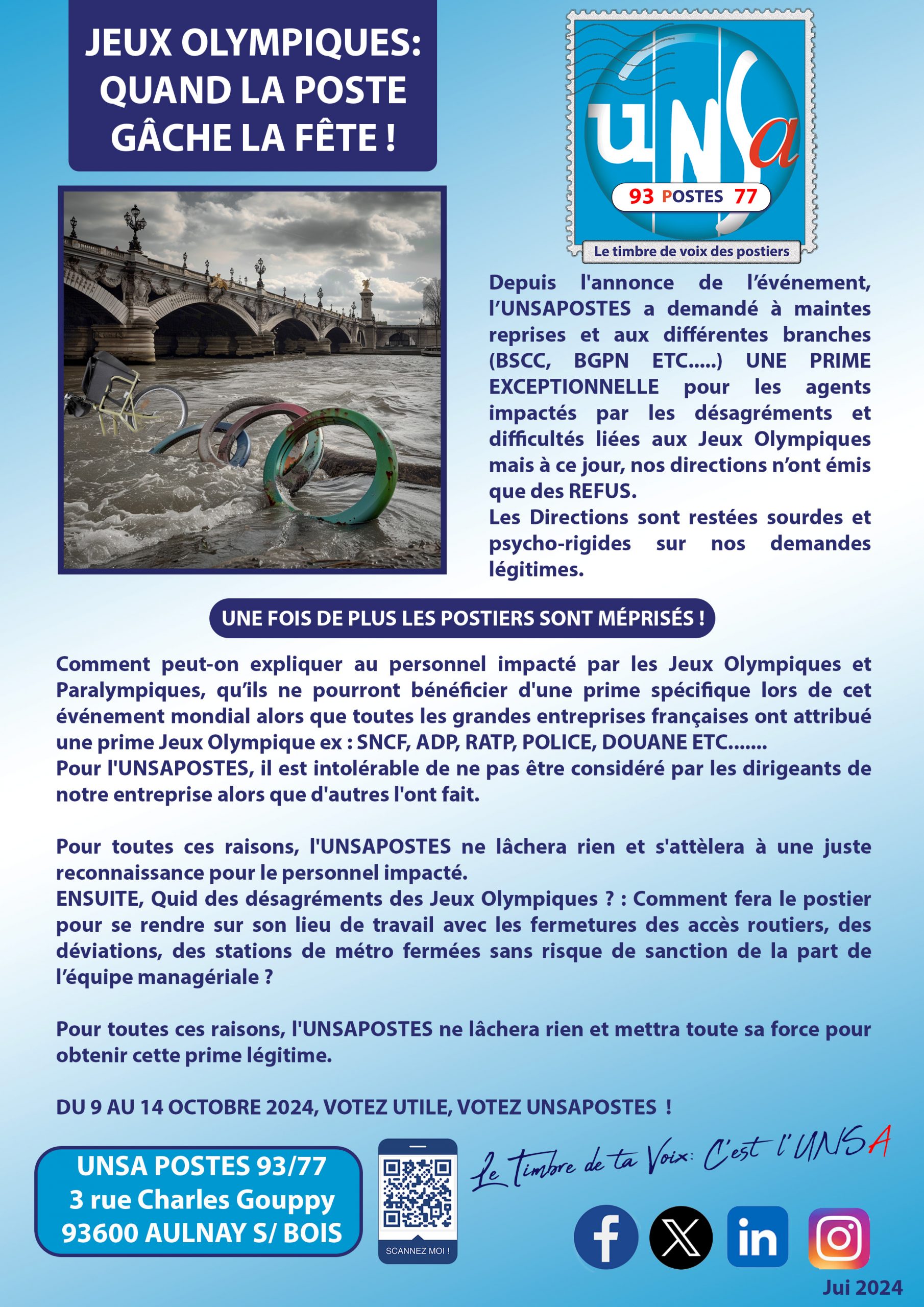 JEUX OLYMPIQUES:                                                     Quand La Poste gâche la fête !