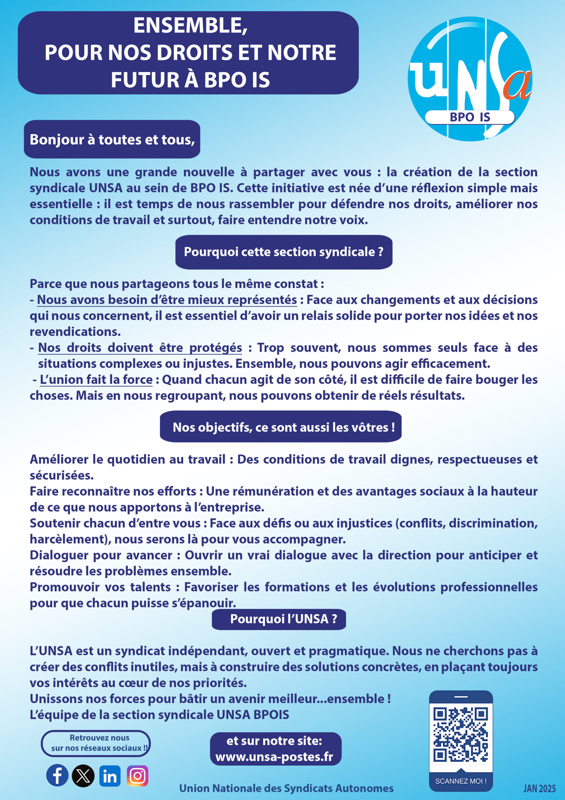 BIENVENUE À L’UNSA BPO IS !