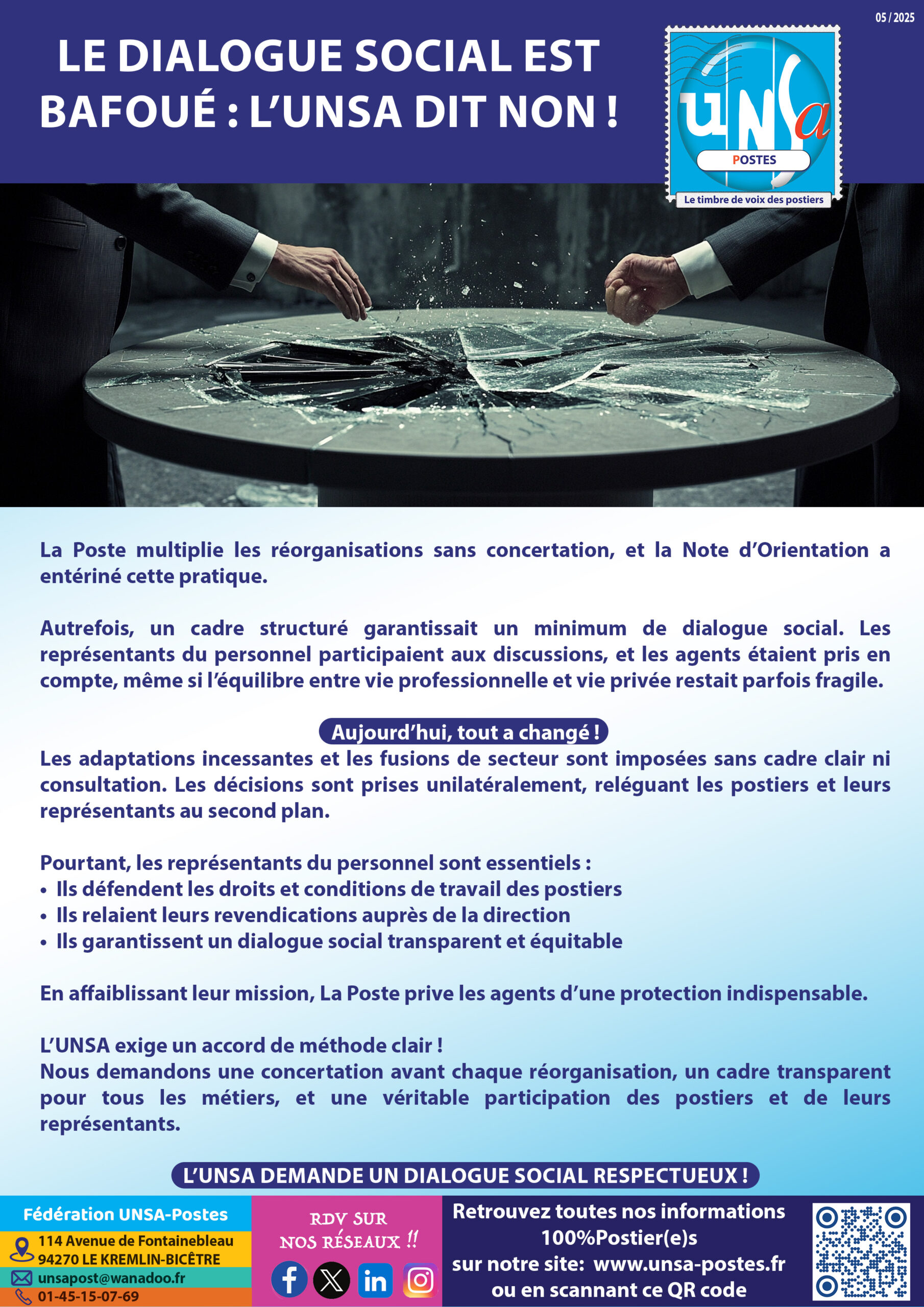 LE DIALOGUE SOCIAL EST BAFOUÉ : L’UNSA DIT NON !