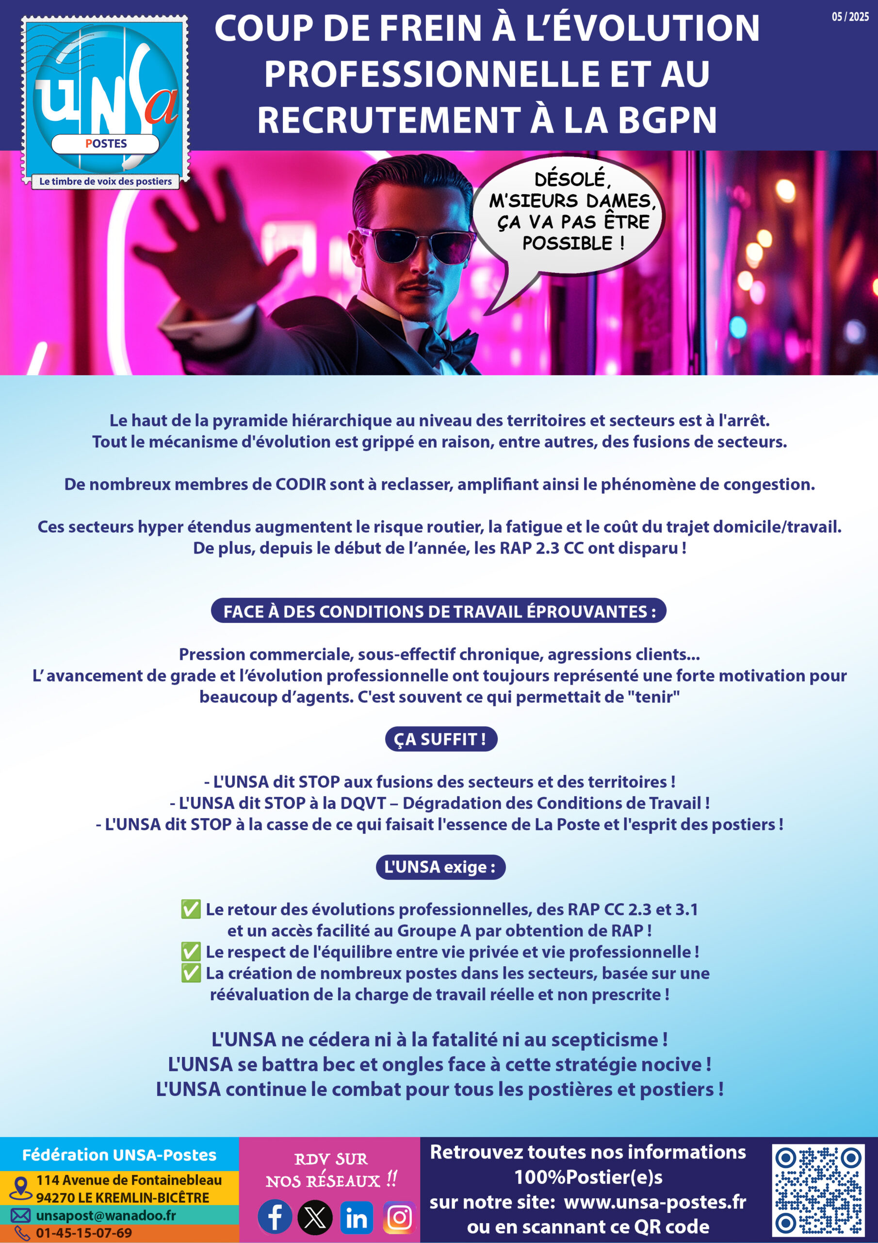 COUP DE FREIN À L’ÉVOLUTION PROFESSIONNELLE ET AU RECRUTEMENT À LA BGPN