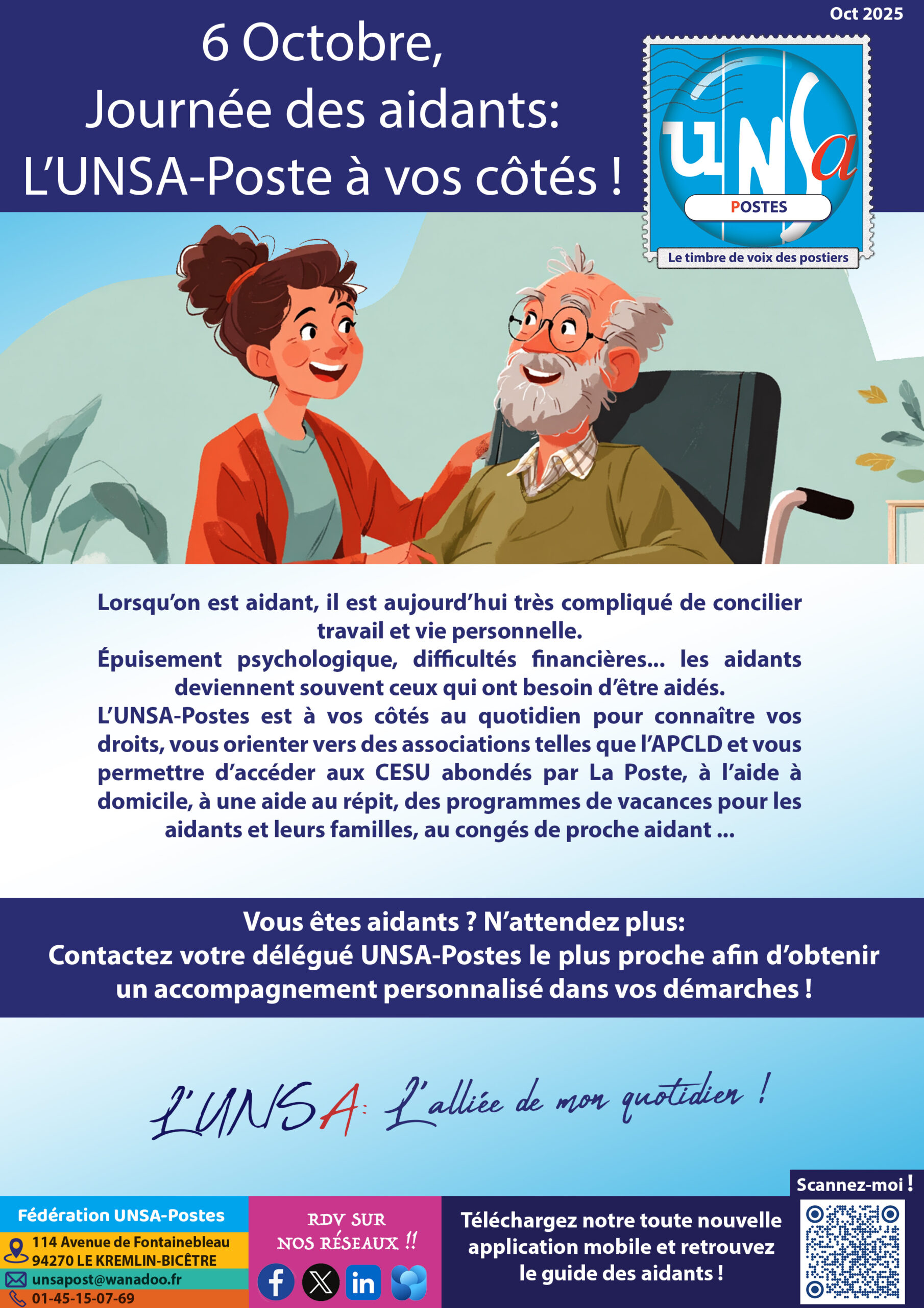 6 Octobre, journée nationale des aidants: Un combat mené toute l’année par L’UNSA-Postes