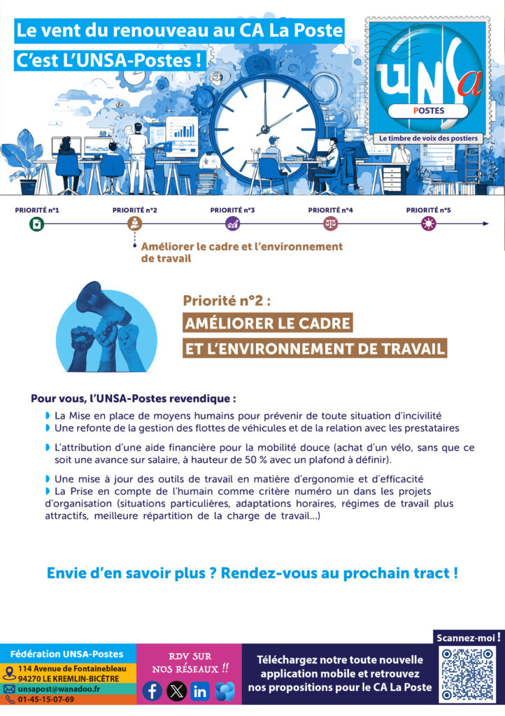 🚨Alerte Conditions de travail: Le conseil d’administration de La Poste doit faire mieux  ! L’UNSA-Postes s’engage à porter un vent de renouveau dans la stratégie d’entreprise  🩵
