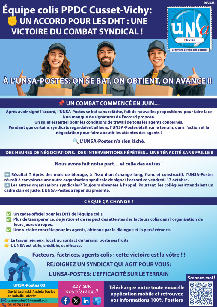 Équipe colis PPDC Cusset-Vichy: UN ACCORD POUR LES DHT: UNE VICTOIRE DU COMBAT SYNDICAL! ✊