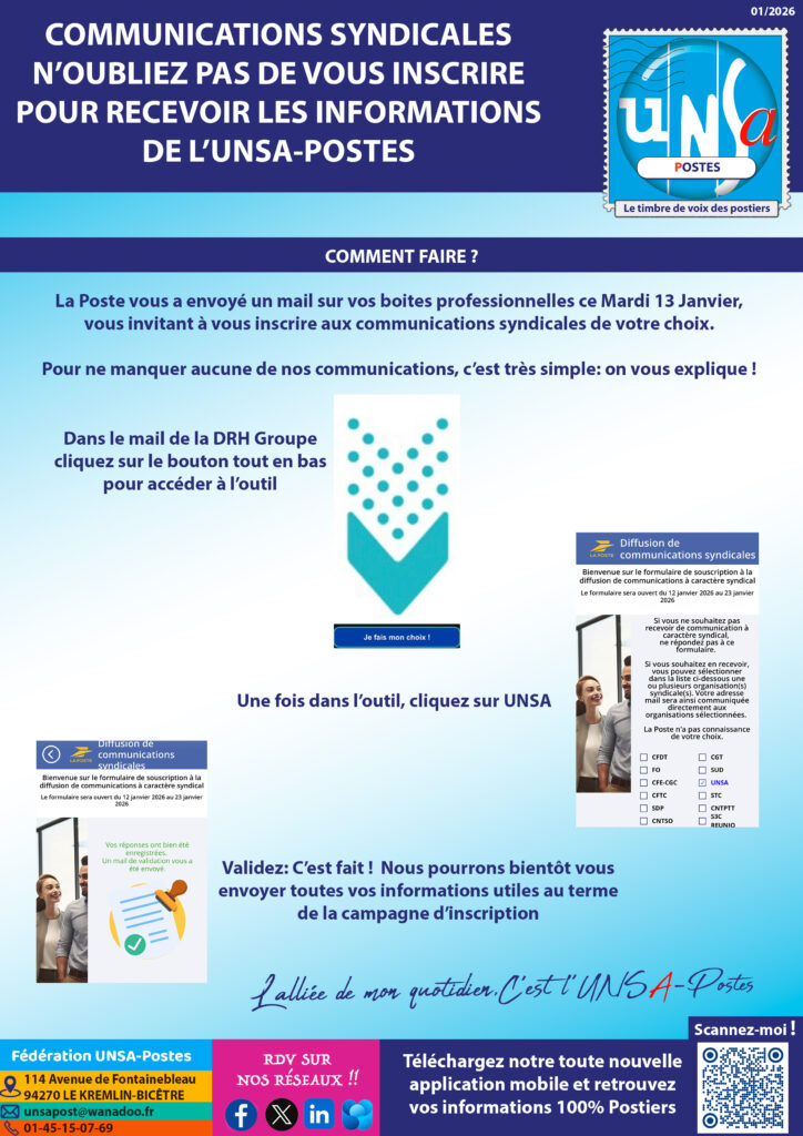 Inscription aux communications syndicales 2026: La campagne a commencé.