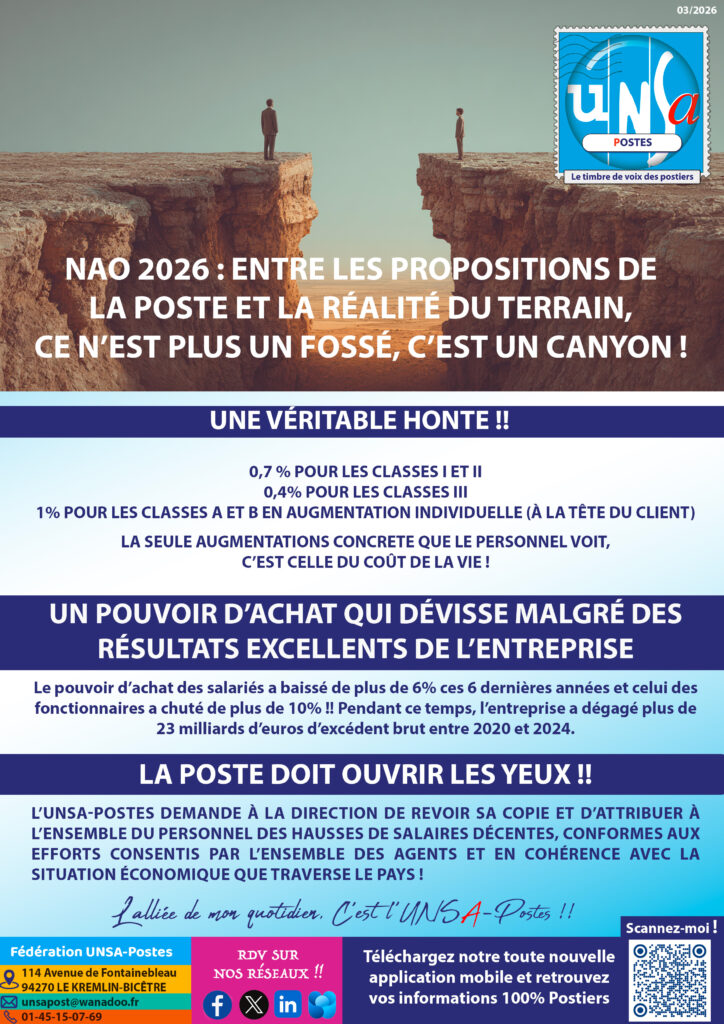 🚨NAO 2026: Entre les propositions de La Poste et la réalité du terrain, ce n&rsquo;est plus un fossé, c&rsquo;est un canyon !!