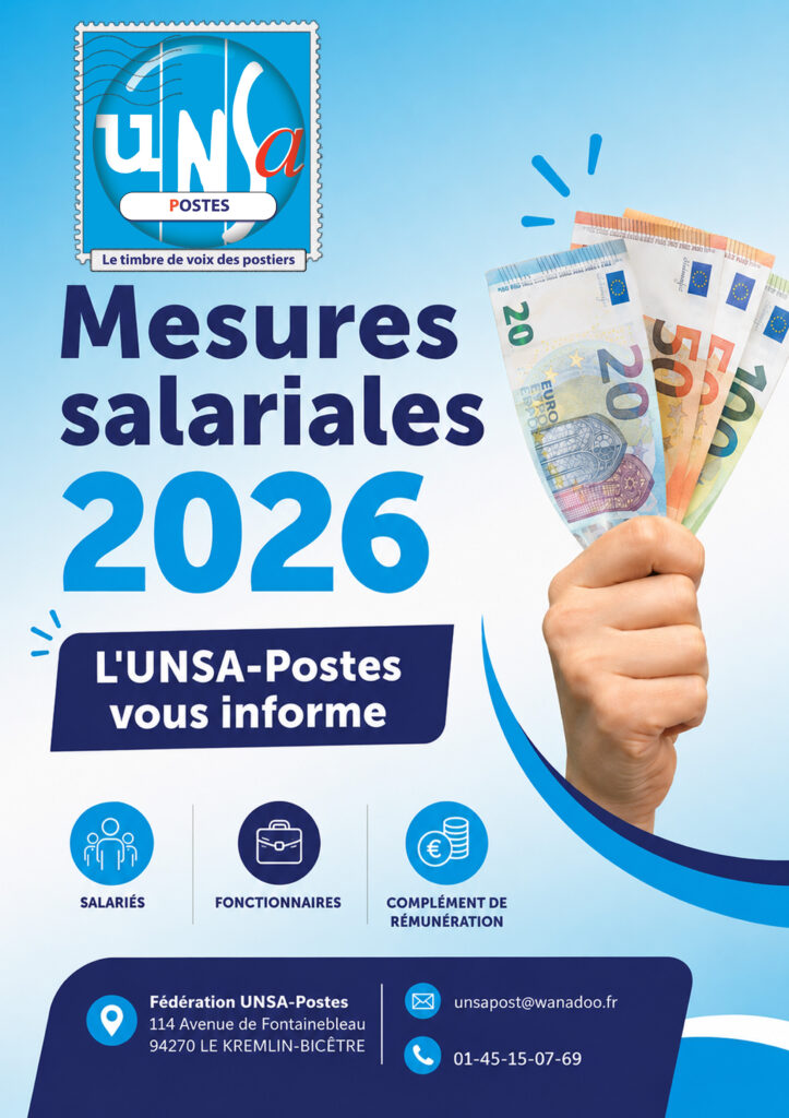 MESURES SALARIALES 2026: L&rsquo;UNSA POSTES VOUS INFORME ℹ️ RETROUVEZ NOTRE GUIDE DÉDIÉ À TOUTES LES CATÉGORIES DE PERSONNEL !