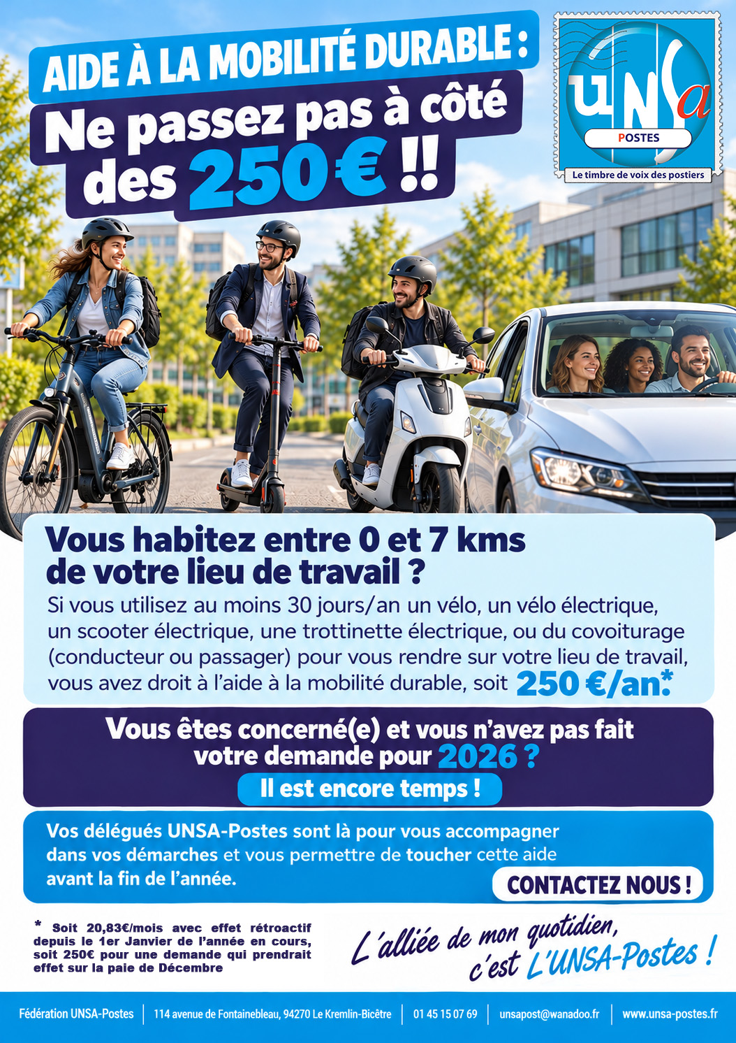 AIDE À LA MOBILITÉ DURABLE: NE PASSEZ PAS A CÔTÉ DES 250€
