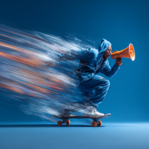 lheavytation_a_man_dressed_in_blue_with_a_megaphone_and_riding__91a9fef1-1838-4e4e-a335-578ad428120e